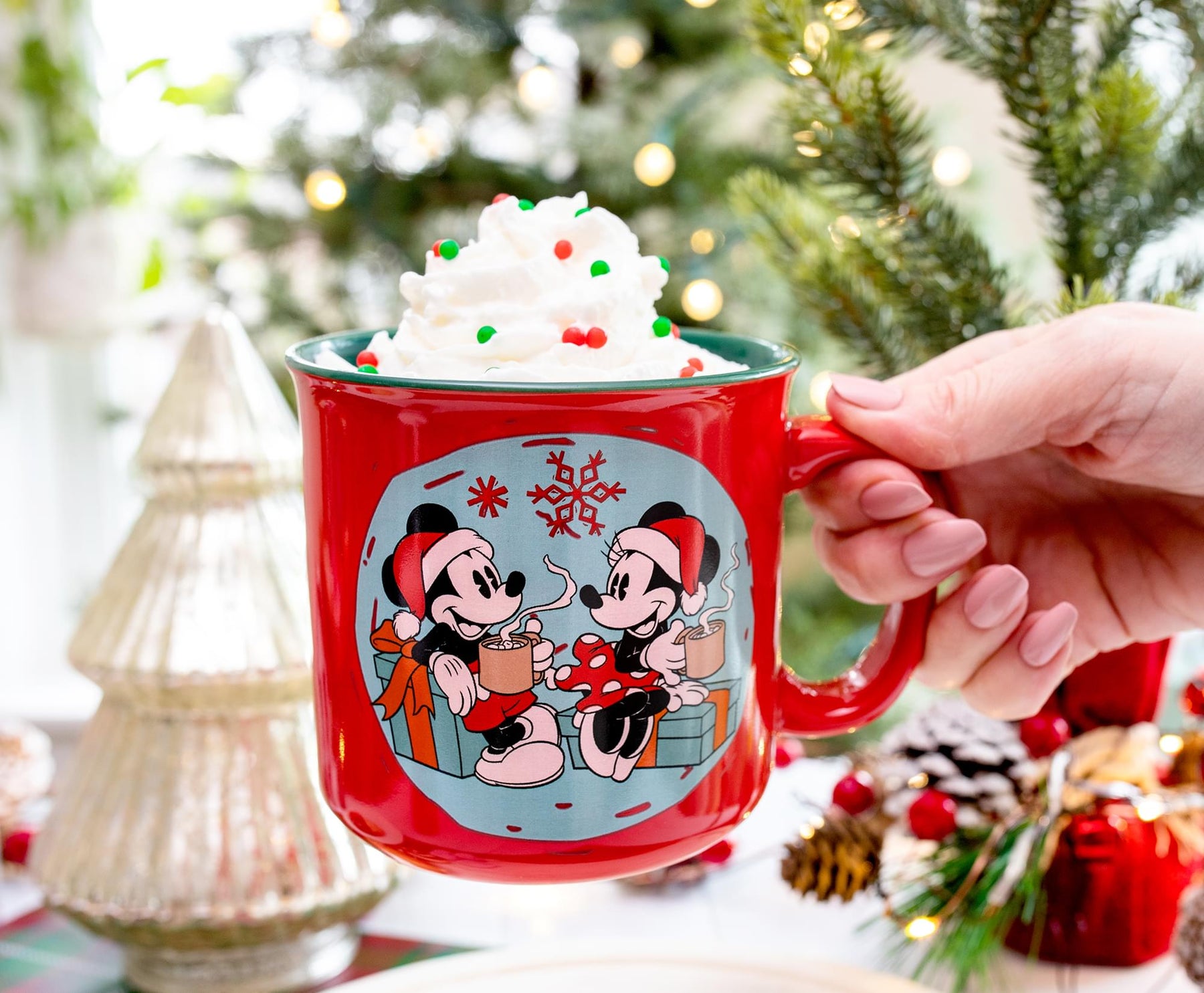 Disney Minnie and Mickey Mouse Cozy Christmas Camper Mug | Holds 20 Ounces