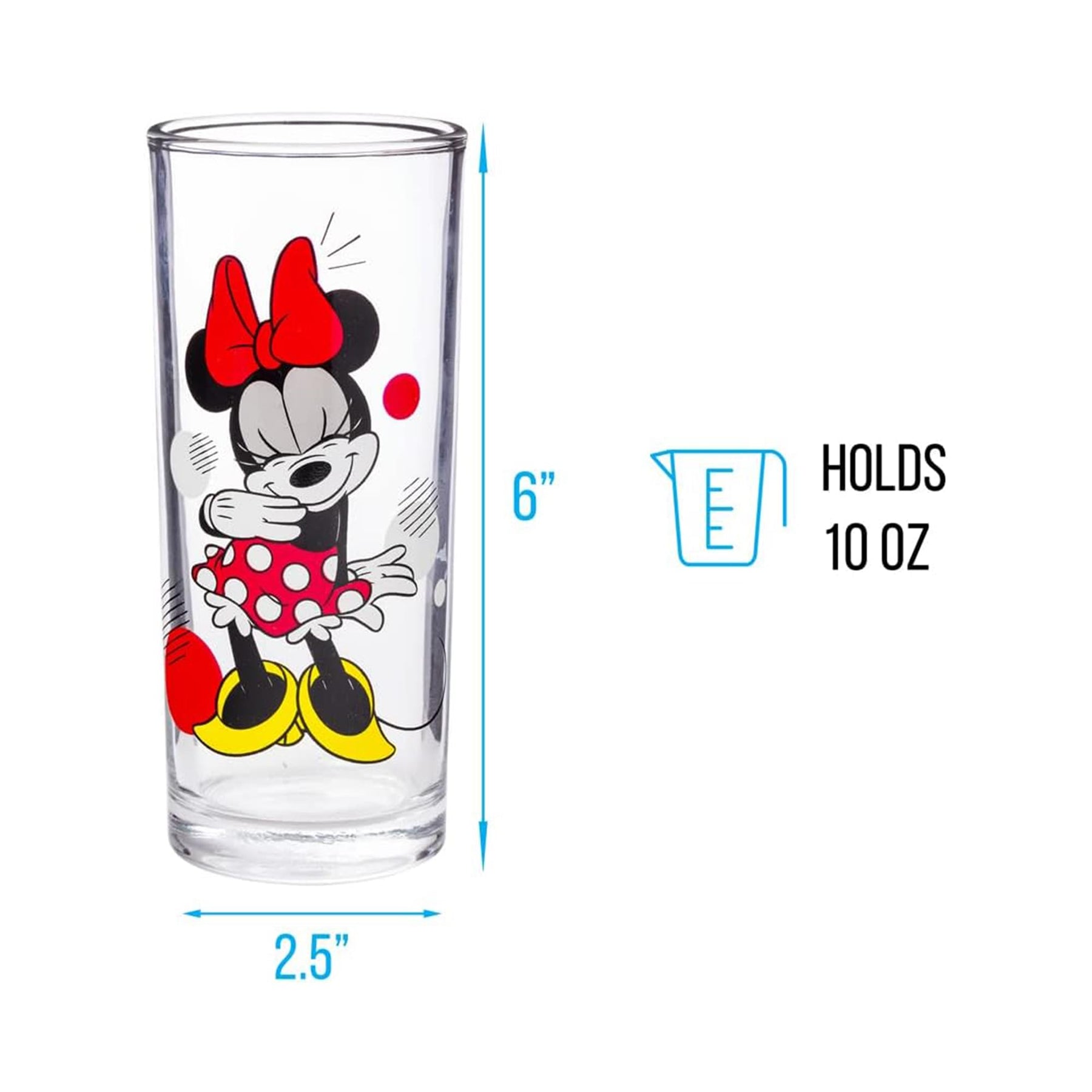 Disney Minnie Mouse 10oz Tumbler Glass Set of 4