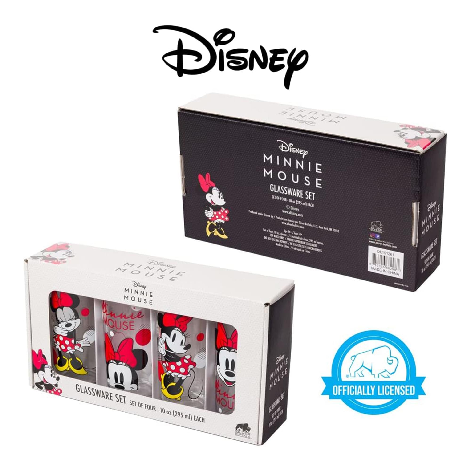 Disney Minnie Mouse 10oz Tumbler Glass Set of 4