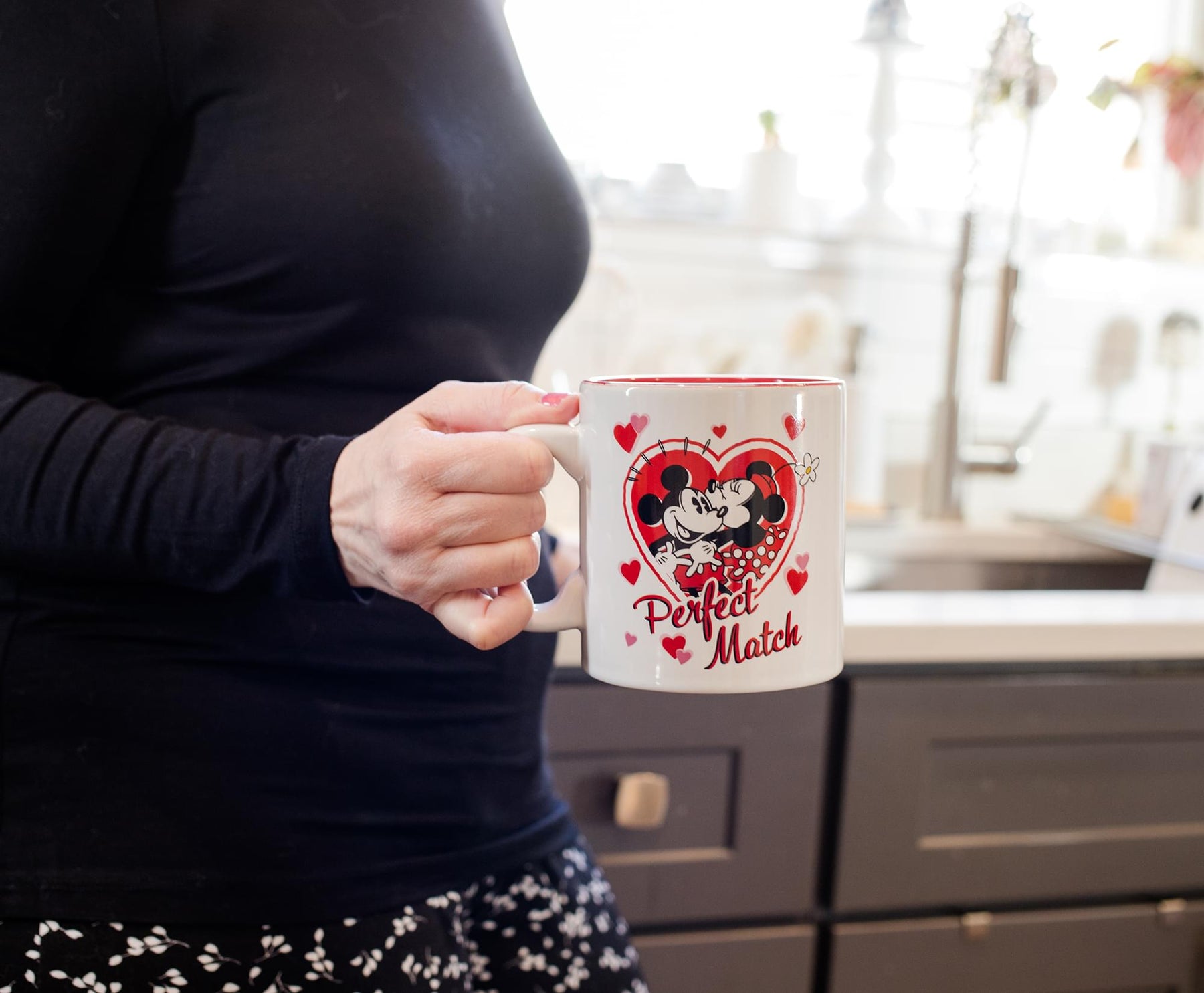 Mickey and Minnie Mouse "Perfect Match" Ceramic Coffee Mug | Holds 20 Ounces
