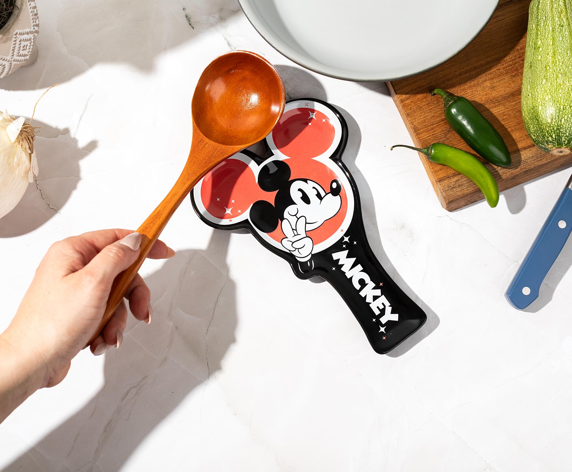 Disney Mickey Mouse Happy Face Sculpted Ceramic Spoon Rest