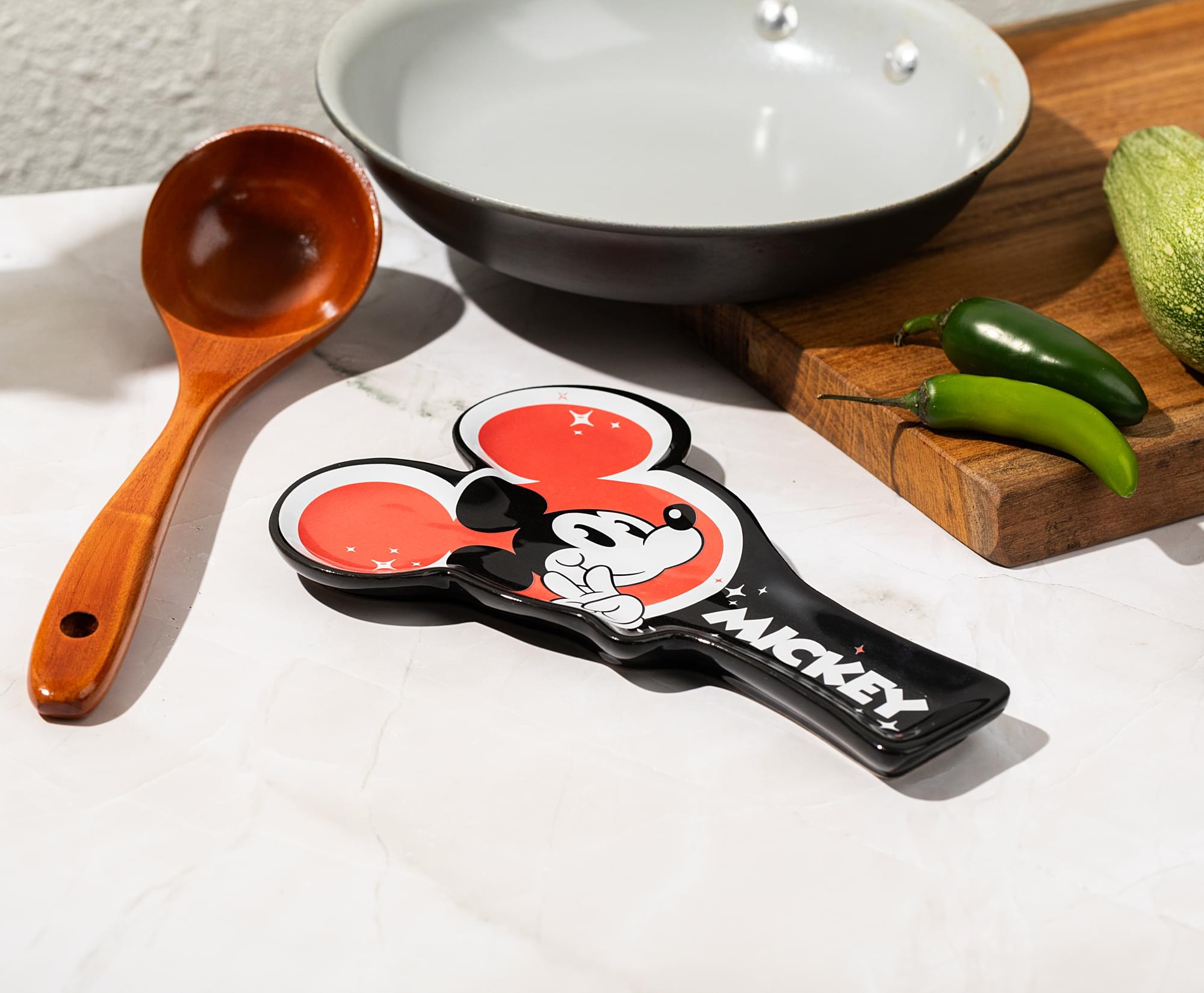 Disney Mickey Mouse Happy Face Sculpted Ceramic Spoon Rest