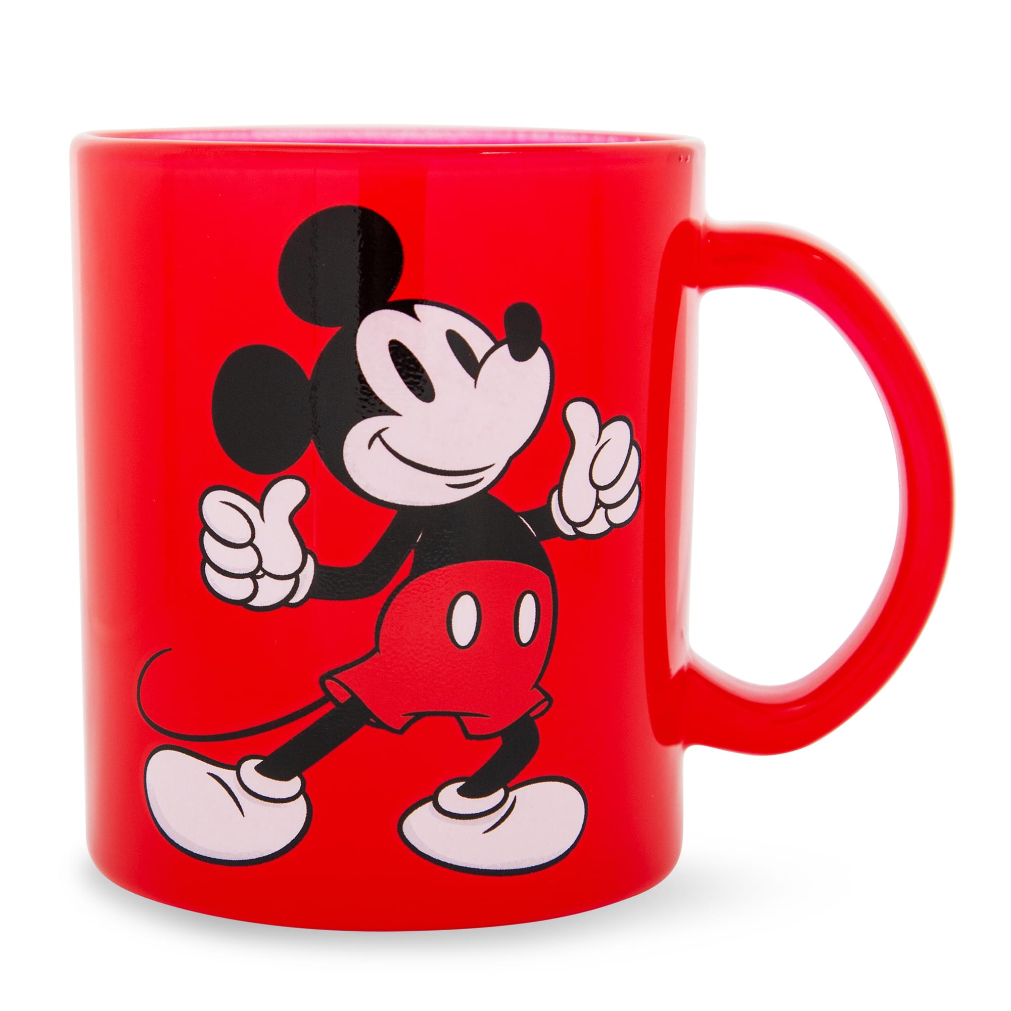 Disney Mickey Mouse Thumbs-Up Glass Coffee Mug | Holds 18 Ounces