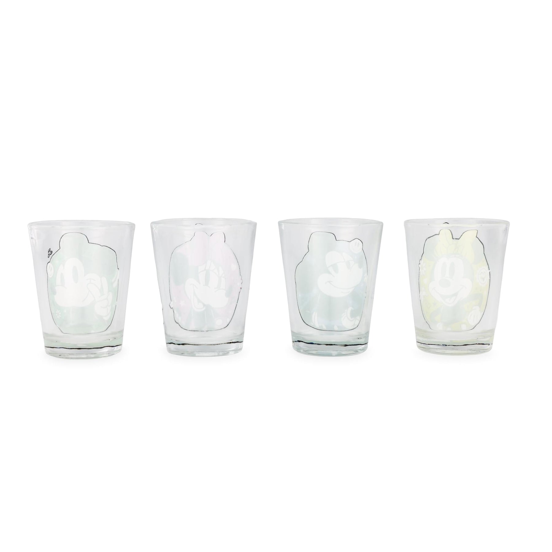 Disney Mickey and Minnie Mouse Color Portraits Mini Shot Glasses | Set of 4