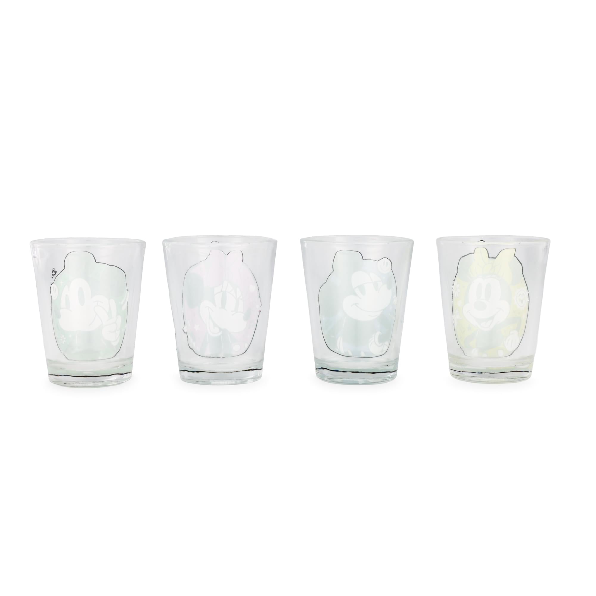 Disney Mickey and Minnie Mouse Color Portraits Mini Shot Glasses | Set of 4