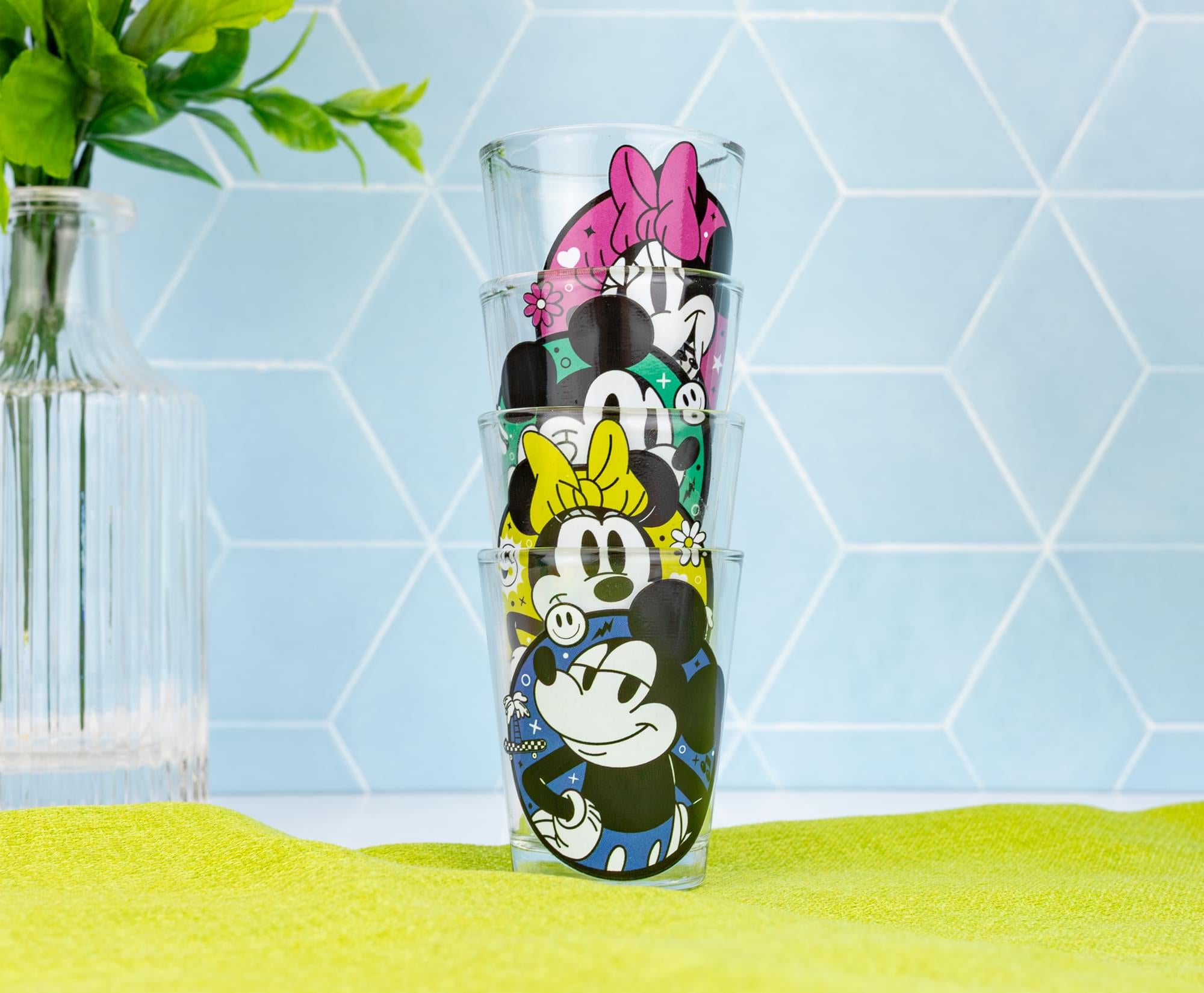 Disney Mickey and Minnie Mouse Color Portraits Mini Shot Glasses | Set of 4