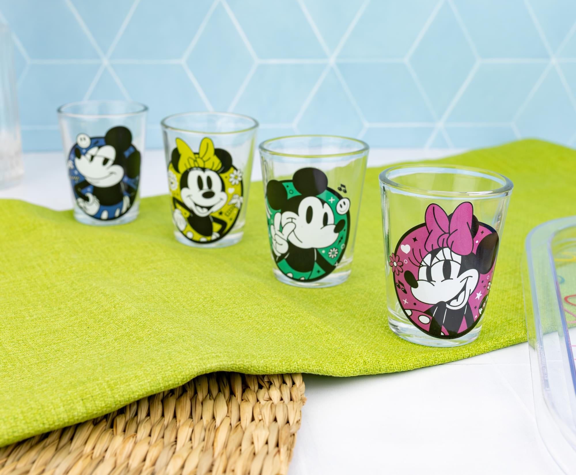 Disney Mickey and Minnie Mouse Color Portraits Mini Shot Glasses | Set of 4