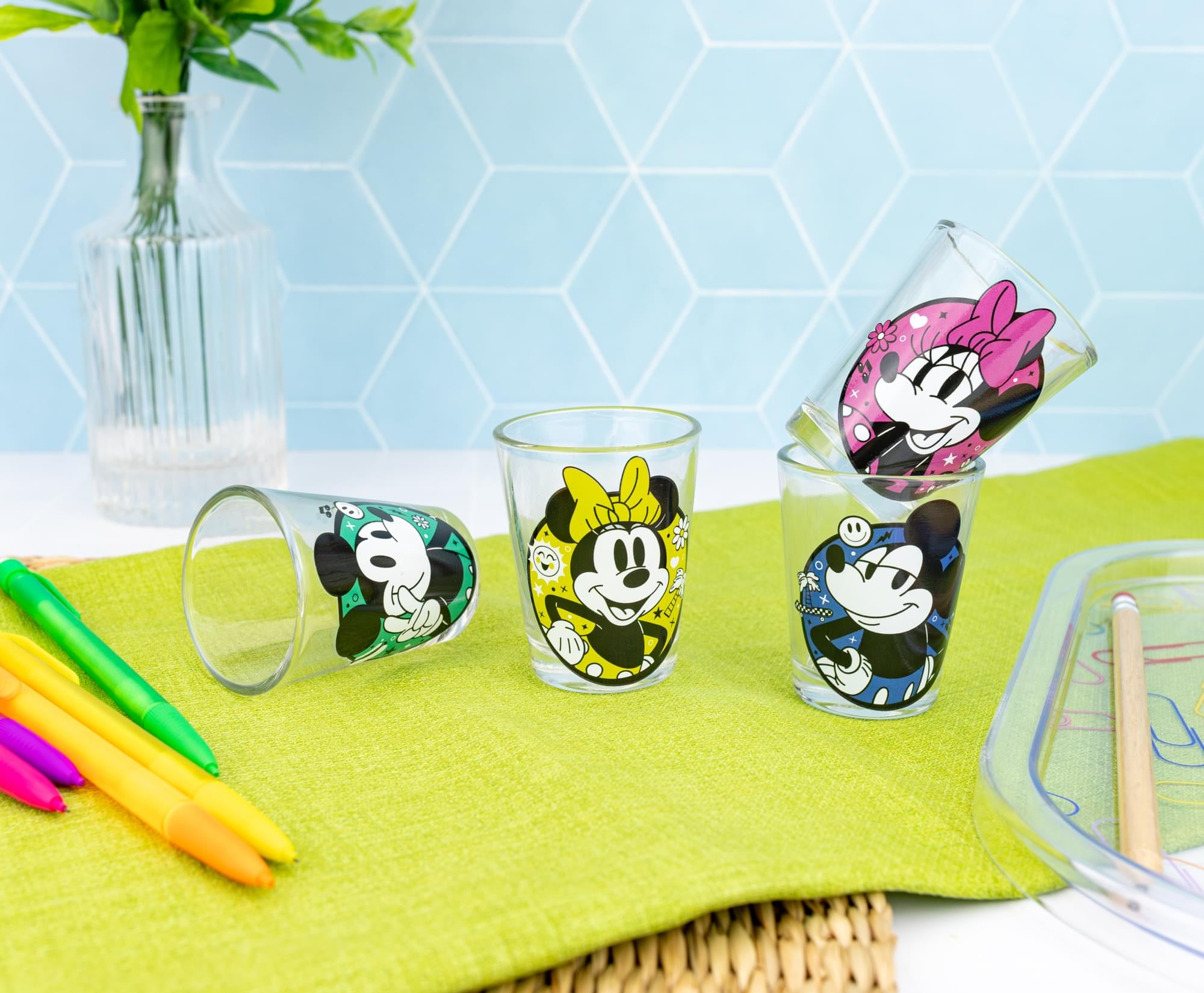 Disney Mickey and Minnie Mouse Color Portraits Mini Shot Glasses | Set of 4