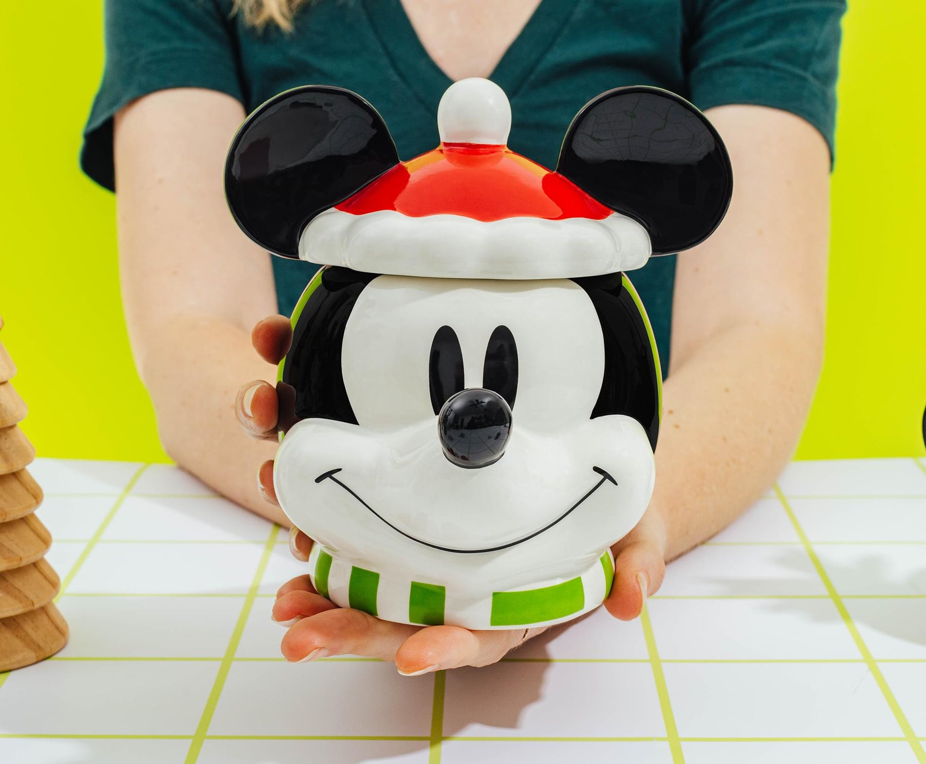 Disney Santa Mickey Mouse 6-inch Sculpted Ceramic Snack Jar