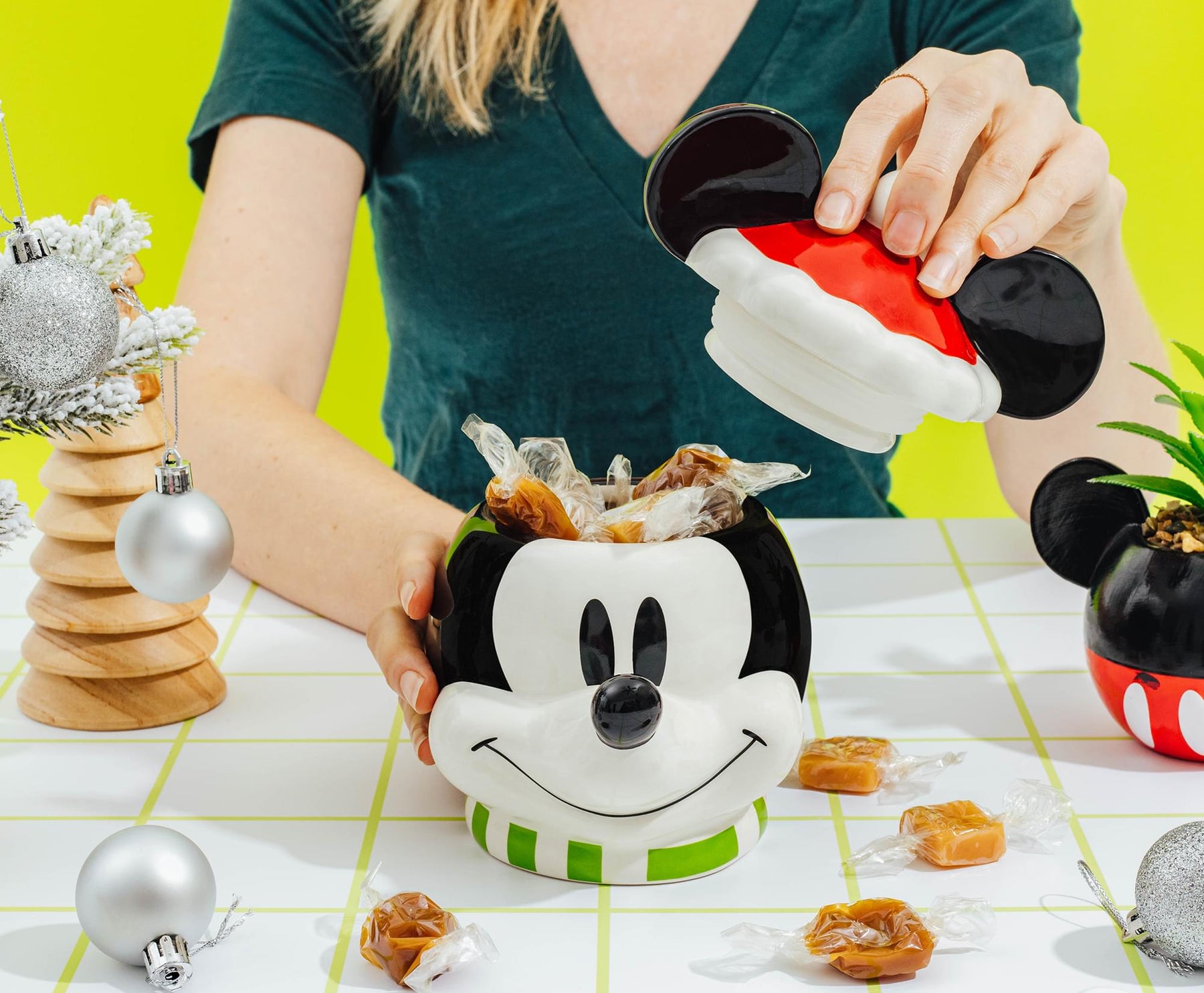 Disney Santa Mickey Mouse 6-inch Sculpted Ceramic Snack Jar