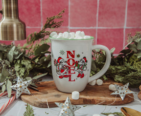 Disney Mickey and Minnie Mouse "Noel" Wide Rim Latte Mug | Holds 16 Ounces