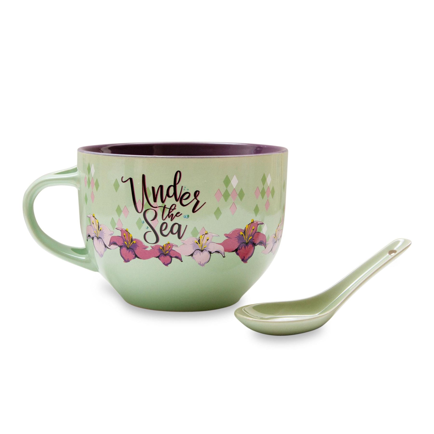 Disney The Little Mermaid Ariel Ceramic Soup Mug With Spoon | Holds 24 Ounces