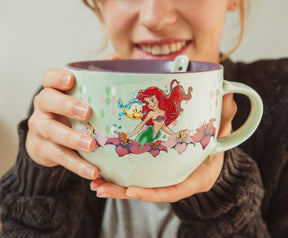 Disney The Little Mermaid Ariel Ceramic Soup Mug With Spoon | Holds 24 Ounces