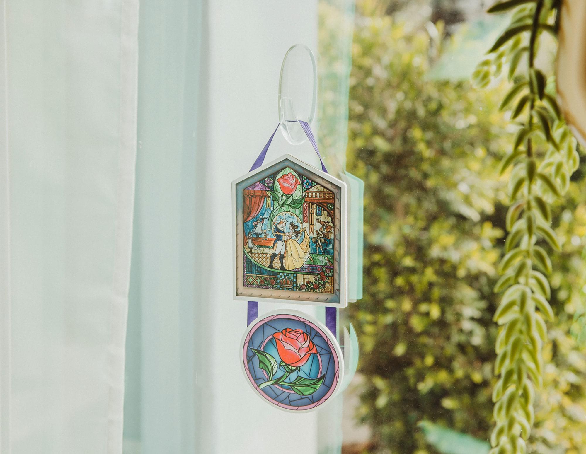 Disney Beauty and the Beast Stained Glass 2-Piece Hanging Wall Art Sign