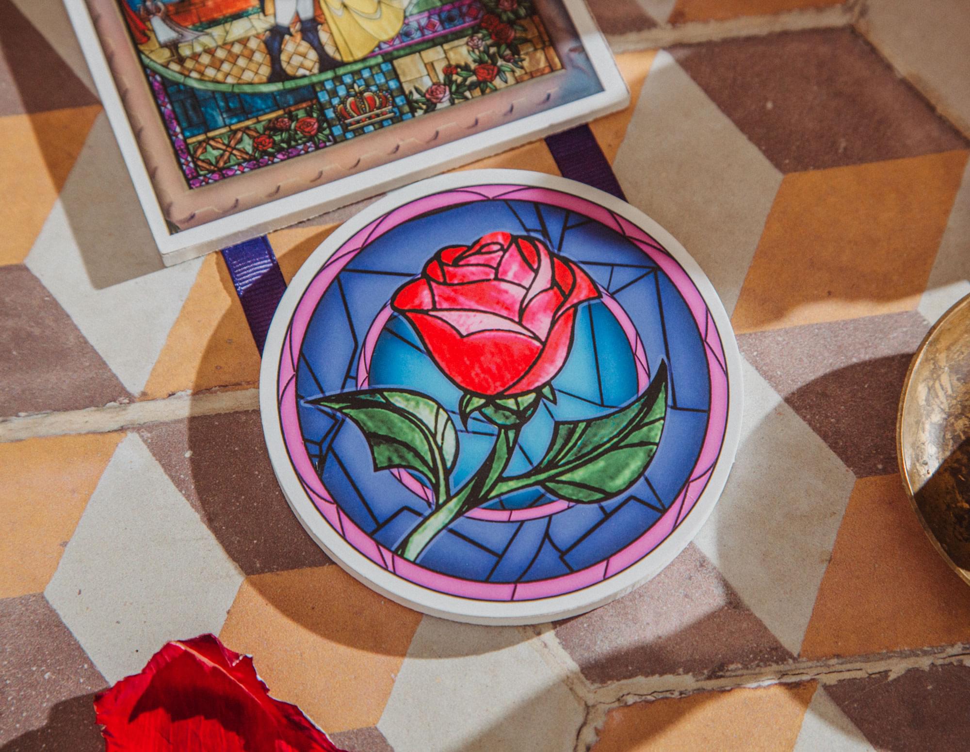 Disney Beauty and the Beast Stained Glass 2-Piece Hanging Wall Art Sign