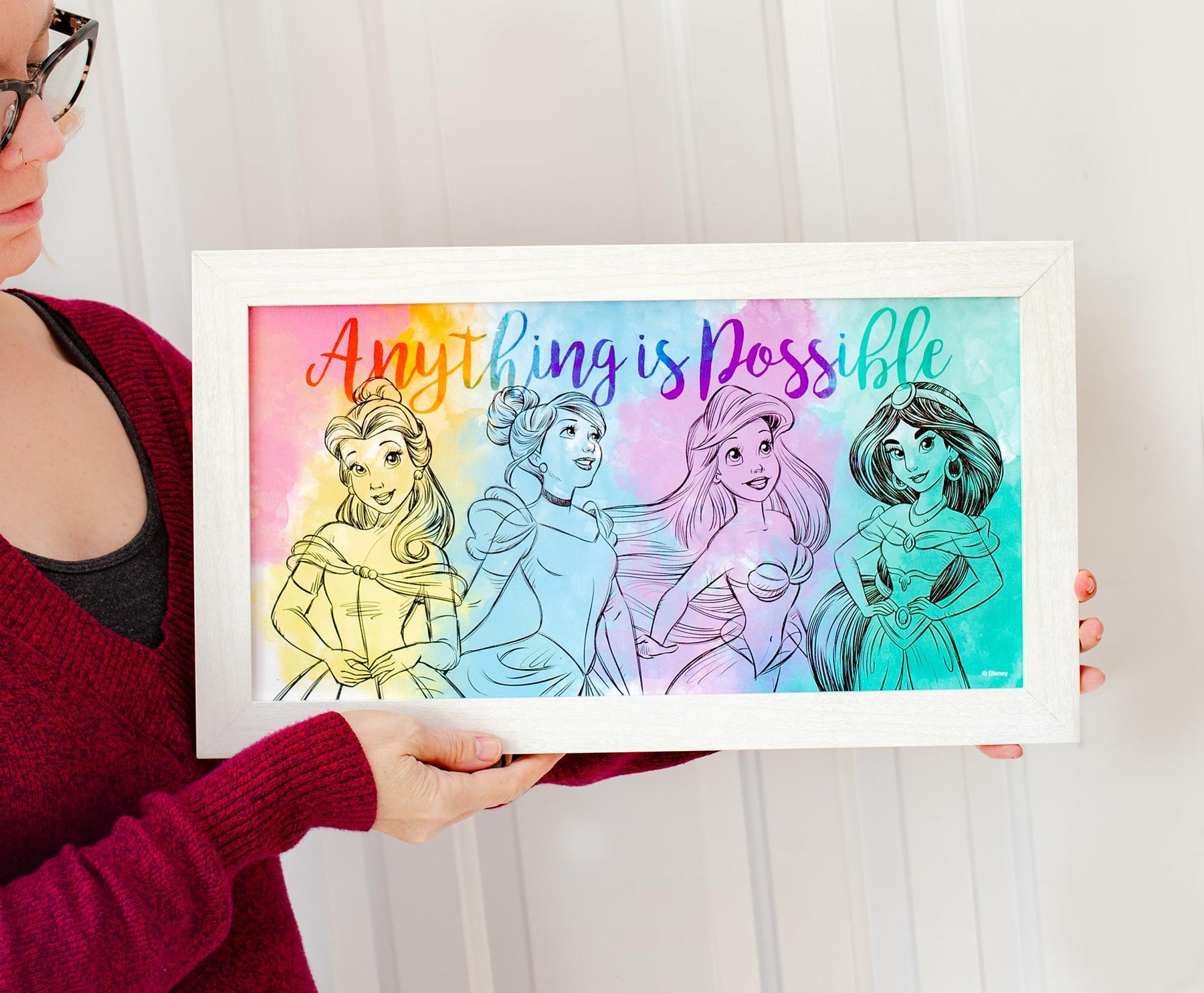 Disney Princess "Anything Is Possible" Wooden Hanging Wall Art | 10 x 18 Inches