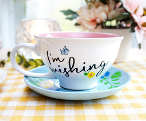 Disney Snow White and the Seven Dwarfs "I'm Wishing" Ceramic Teacup and Saucer