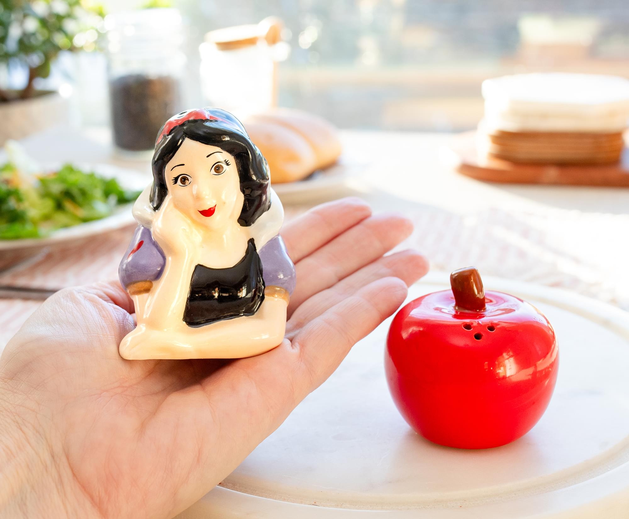 Disney Snow White and Apple Ceramic Salt and Pepper Shaker Set