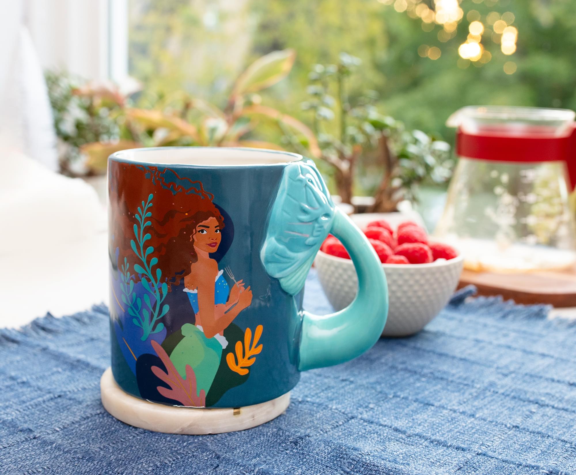 disney parks ariel little mermaid dress ceramic mug Disney Parks Little Mermaid Princess Ariel Abstract Dress Tail Mug Hair Handle