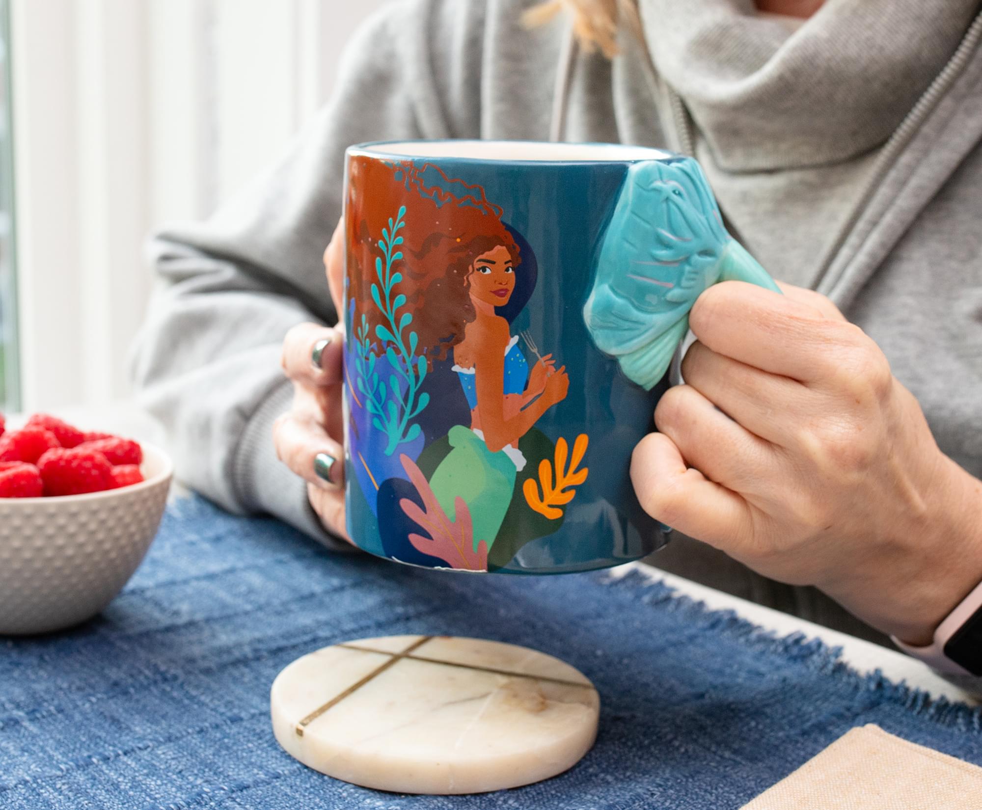 disney parks ariel little mermaid dress ceramic mug Disney Parks Princess Ariel Little Mermaid Signature Dress Mug Red Hair Handle