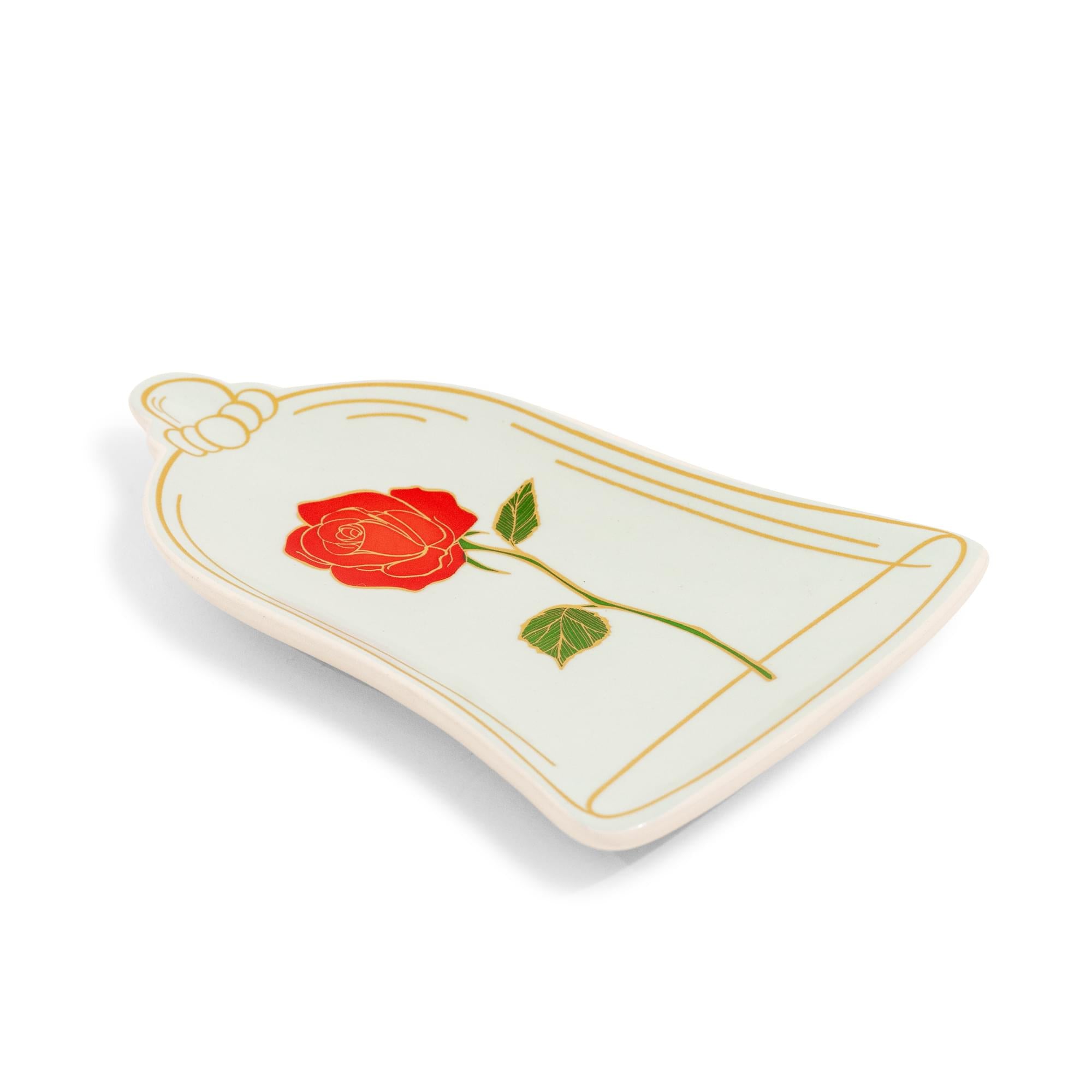 Disney Beauty and The Beast Enchanted Rose Sculpted Ceramic Trinket Tray