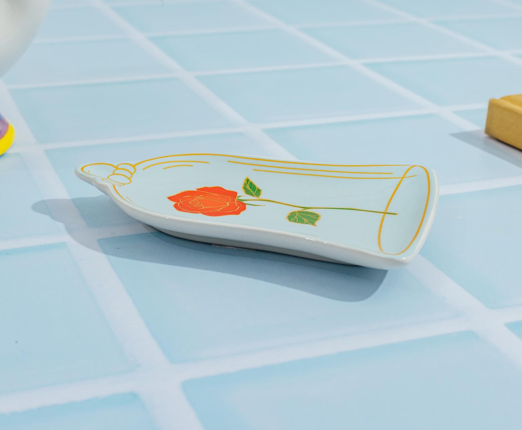 Disney Beauty and The Beast Enchanted Rose Sculpted Ceramic Trinket Tray