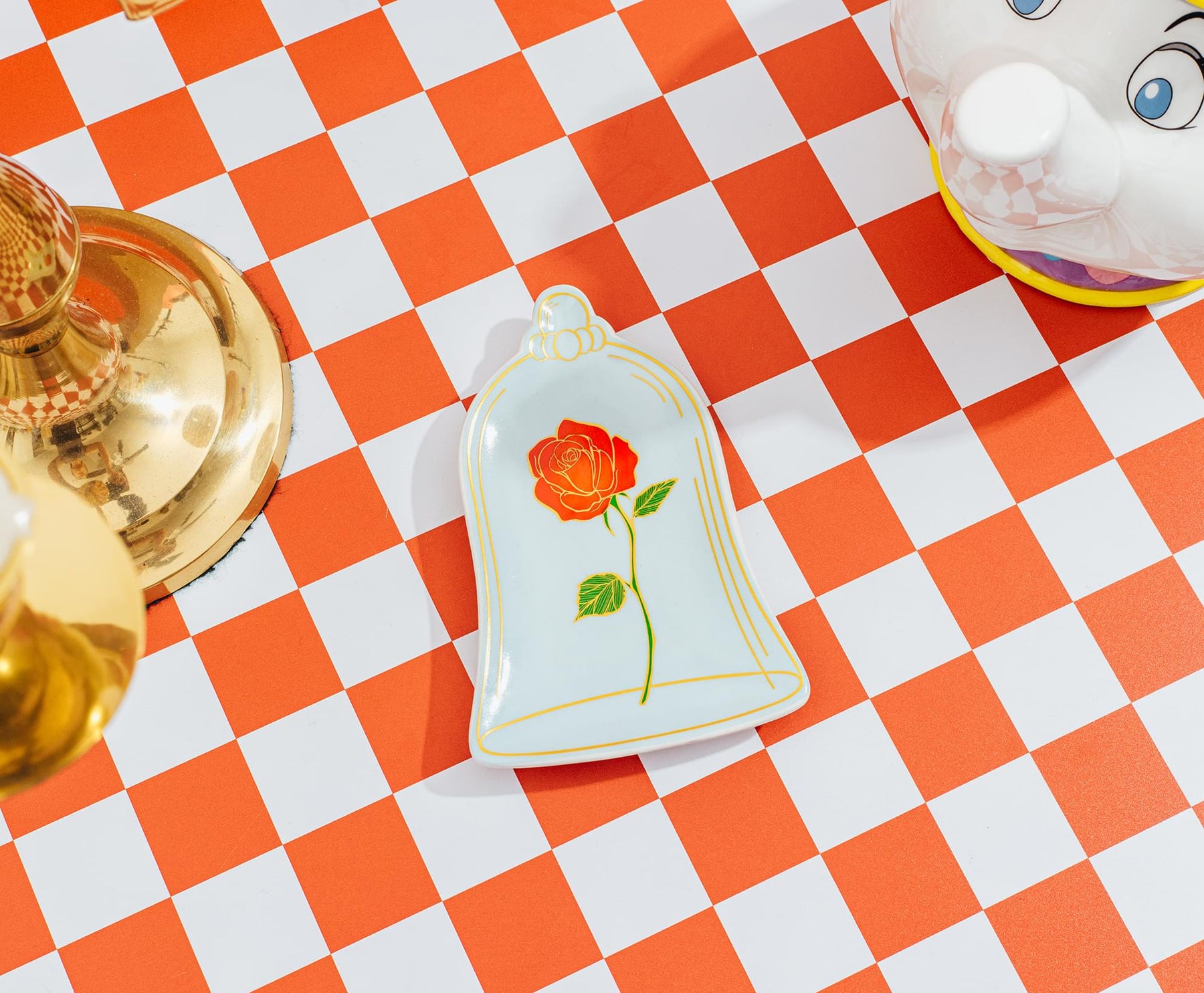 Disney Beauty and The Beast Enchanted Rose Sculpted Ceramic Trinket Tray