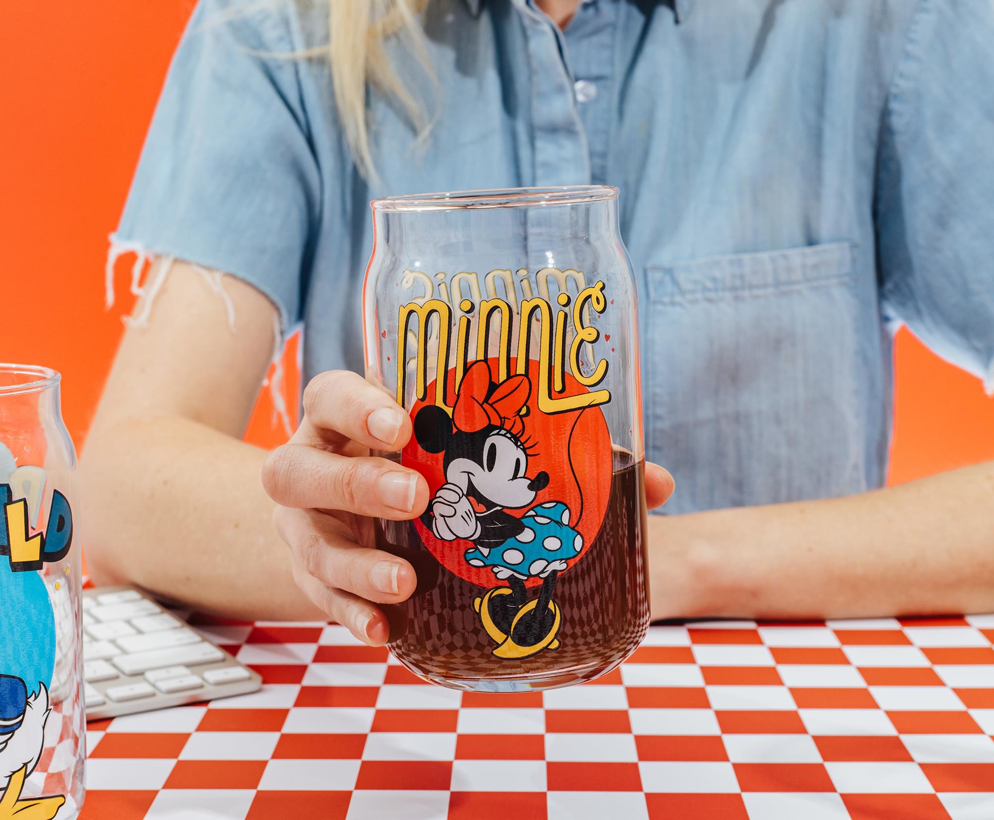 Disney Mickey Mouse and Friends 4-Piece Glass Can Set | Each Holds 16 Ounces
