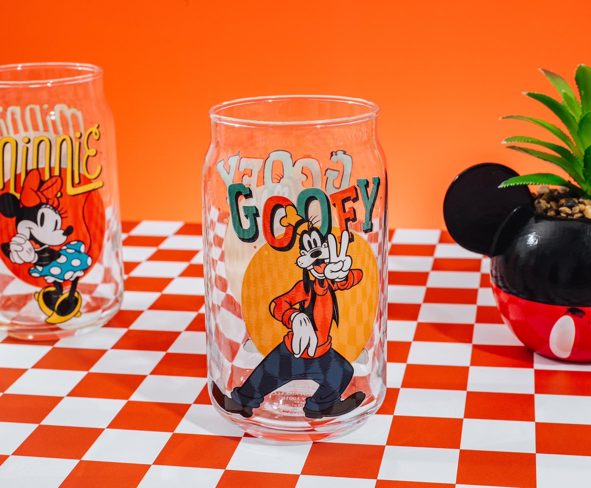 Disney Mickey Mouse and Friends 4-Piece Glass Can Set | Each Holds 16 Ounces