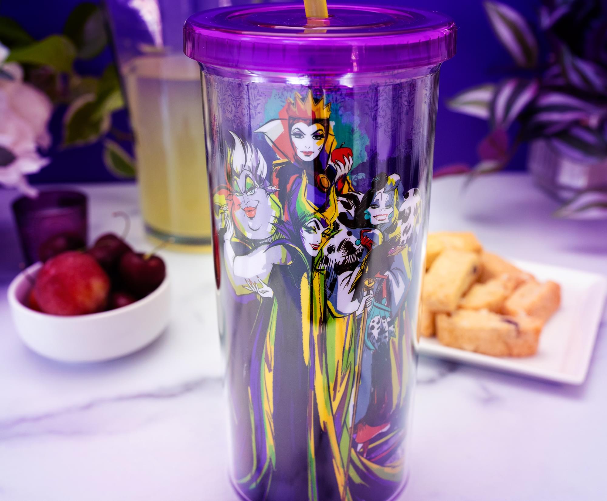 Disney Villains Plastic Cold Cup With Lid and Straw | Holds 20 Ounces