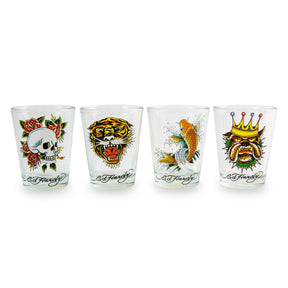 Ed Hardy Tattoo Classic 2-Ounce Mini Shot Glasses | Set of 4