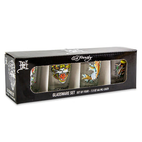 Ed Hardy Tattoo Classic 2-Ounce Mini Shot Glasses | Set of 4