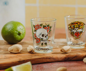 Ed Hardy Tattoo Classic 2-Ounce Mini Shot Glasses | Set of 4