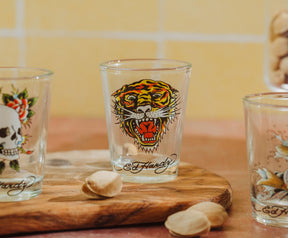 Ed Hardy Tattoo Classic 2-Ounce Mini Shot Glasses | Set of 4