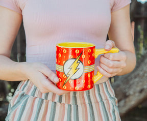 DC Comics The Flash Logo Ceramic Mug With Lightning Bolt Handle | Holds 20 Ounce