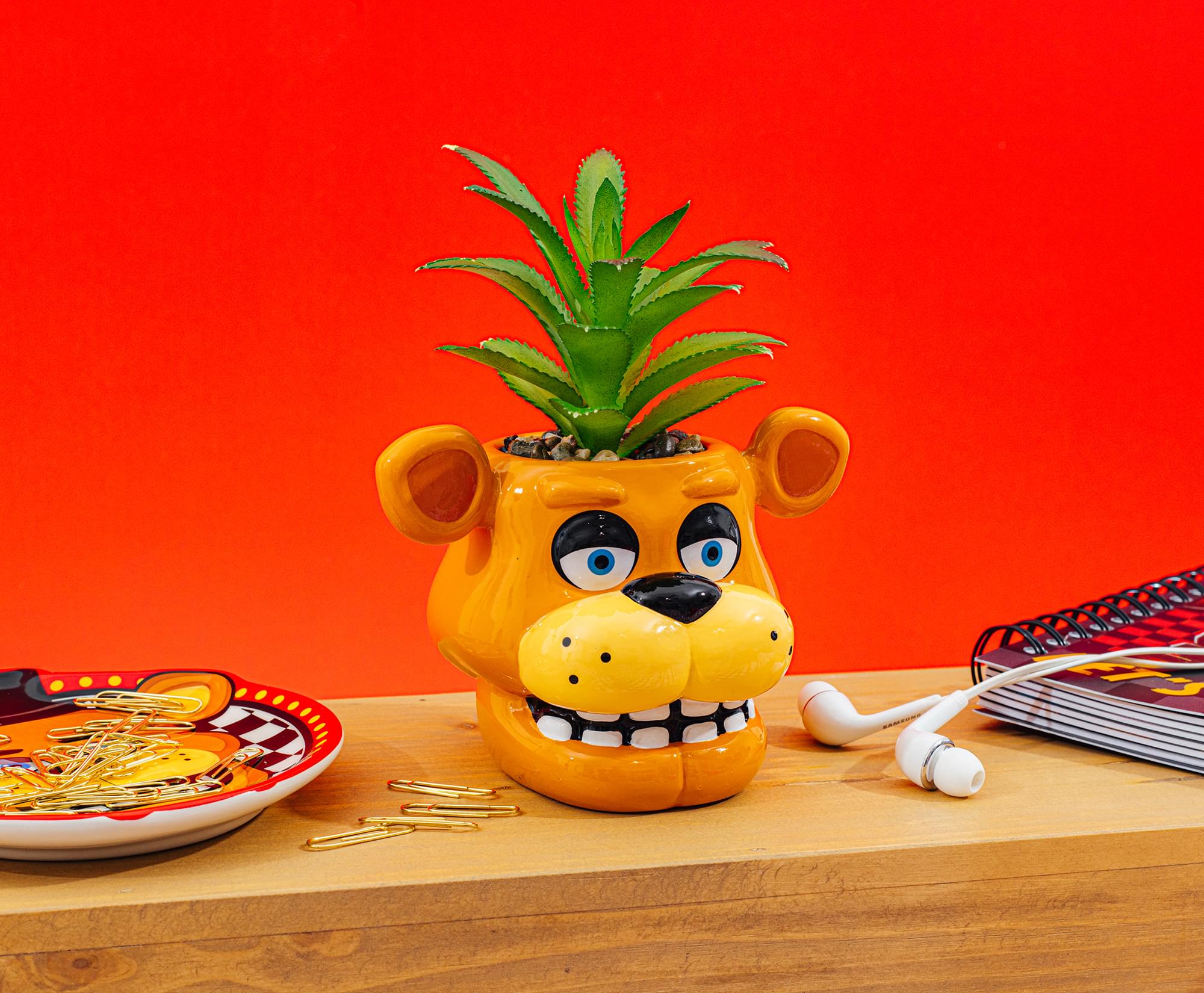 Five Nights At Freddy's Freddy Fazbear Mini Planter With Artificial Succulent