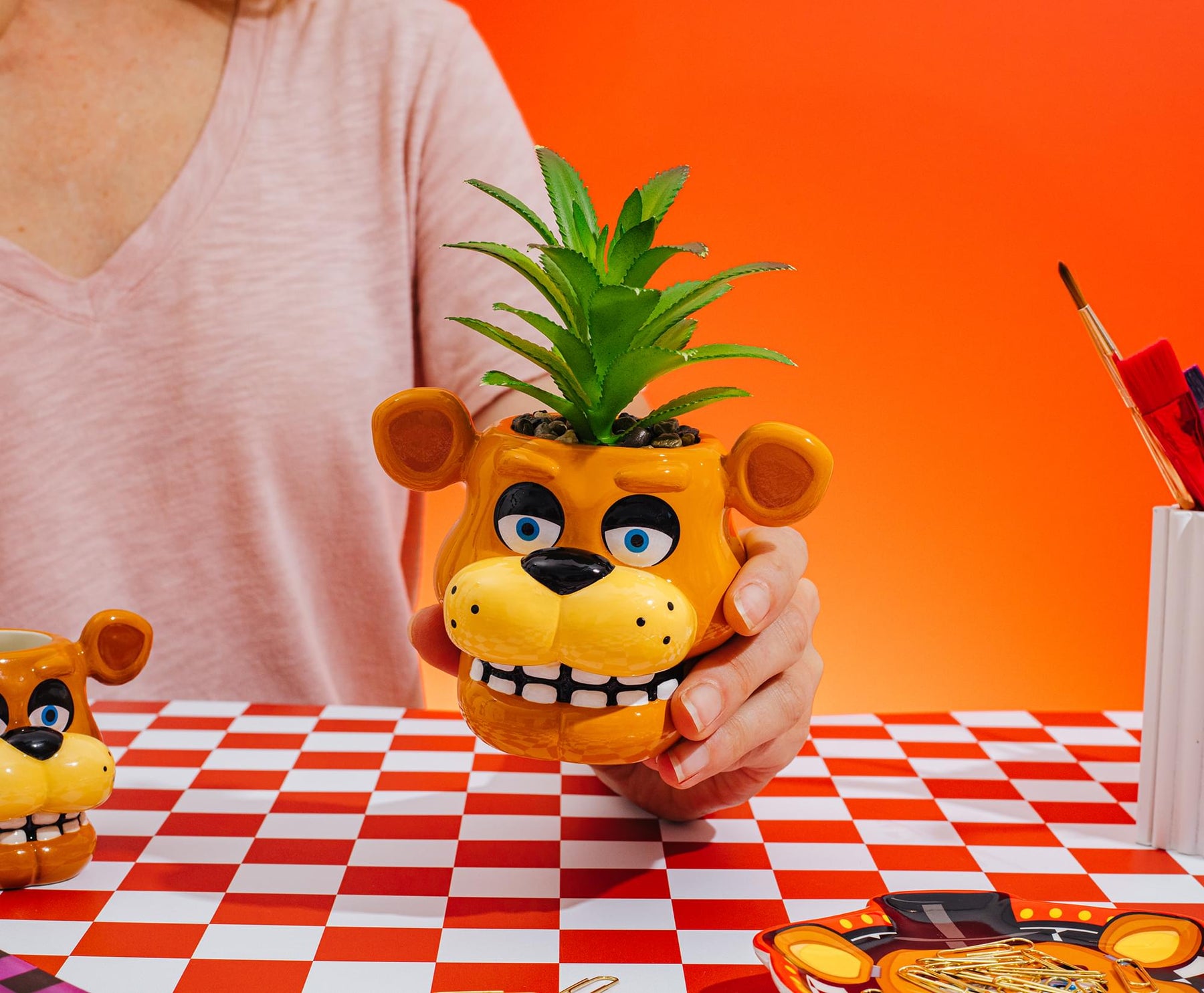 Five Nights At Freddy's Freddy Fazbear Mini Planter With Artificial Succulent