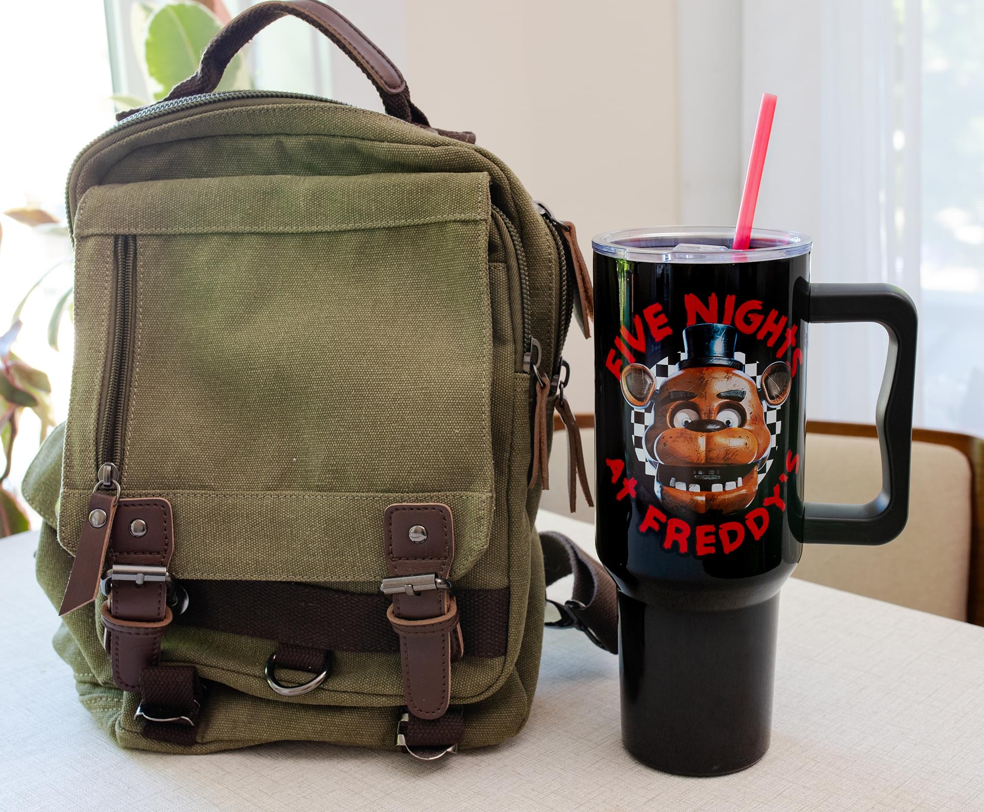Five Nights At Freddy's Freddy Checkerboard 40-Ounce Stainless Steel Tumbler