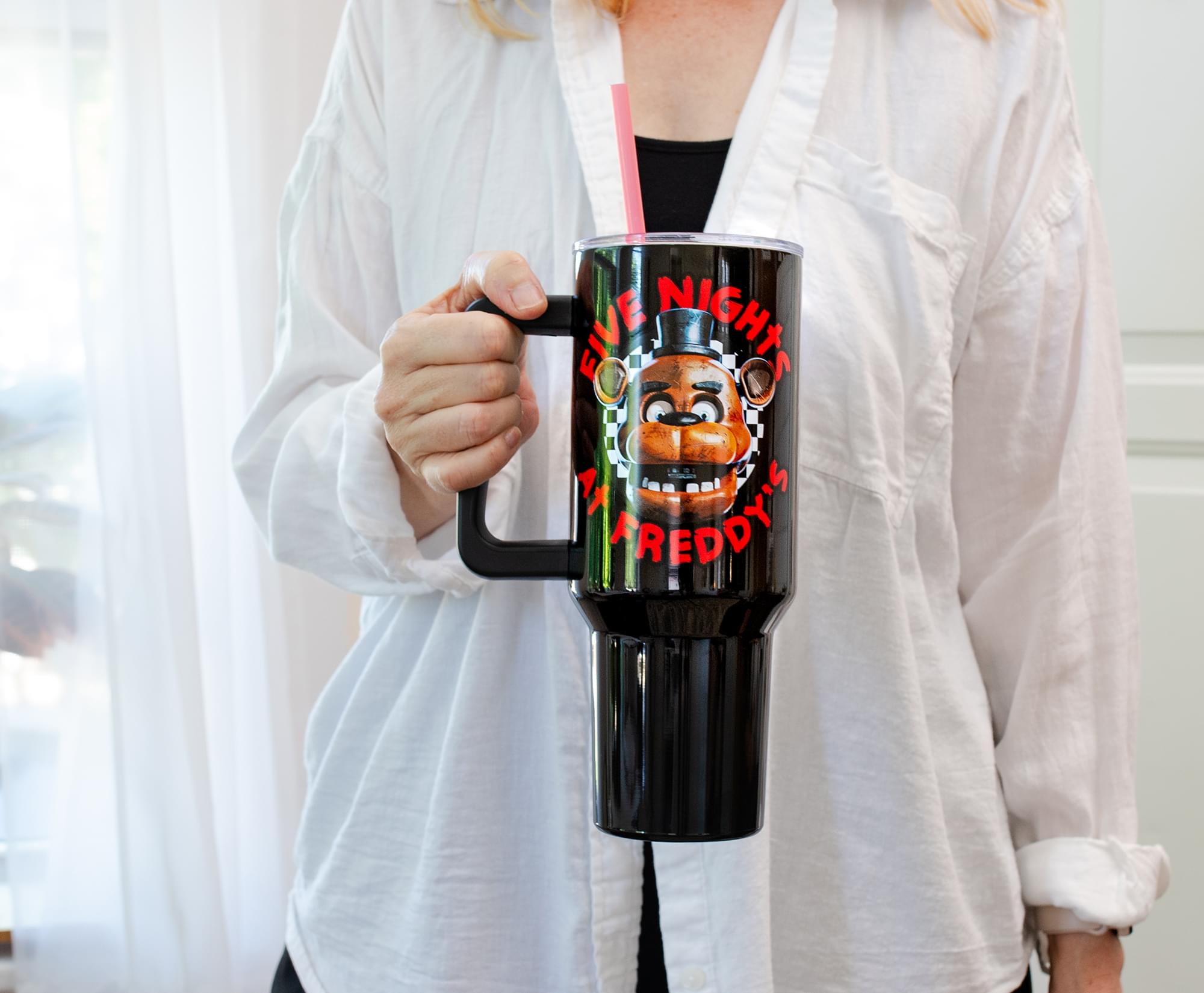 Five Nights At Freddy's Freddy Checkerboard 40-Ounce Stainless Steel Tumbler