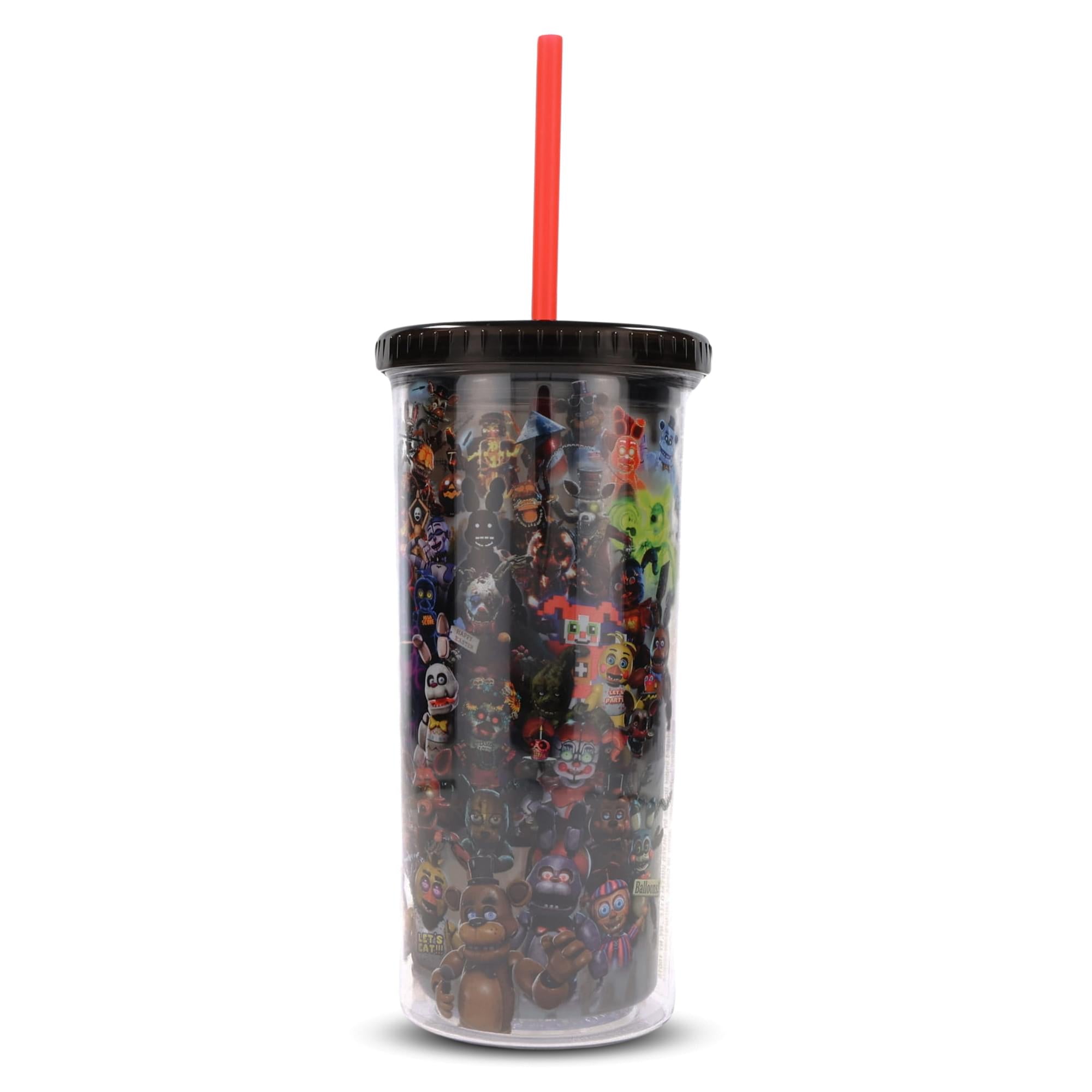 Five Nights At Freddy's Collage 20-Ounce Carnival Cup With Lid and Straw
