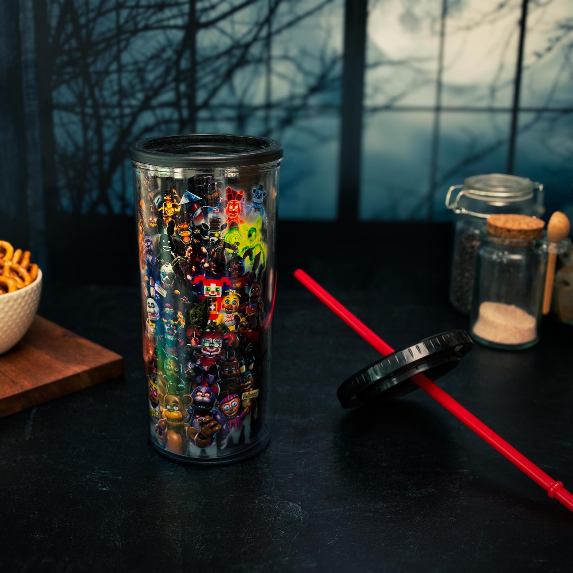 Five Nights At Freddy's Collage 20-Ounce Carnival Cup With Lid and Straw