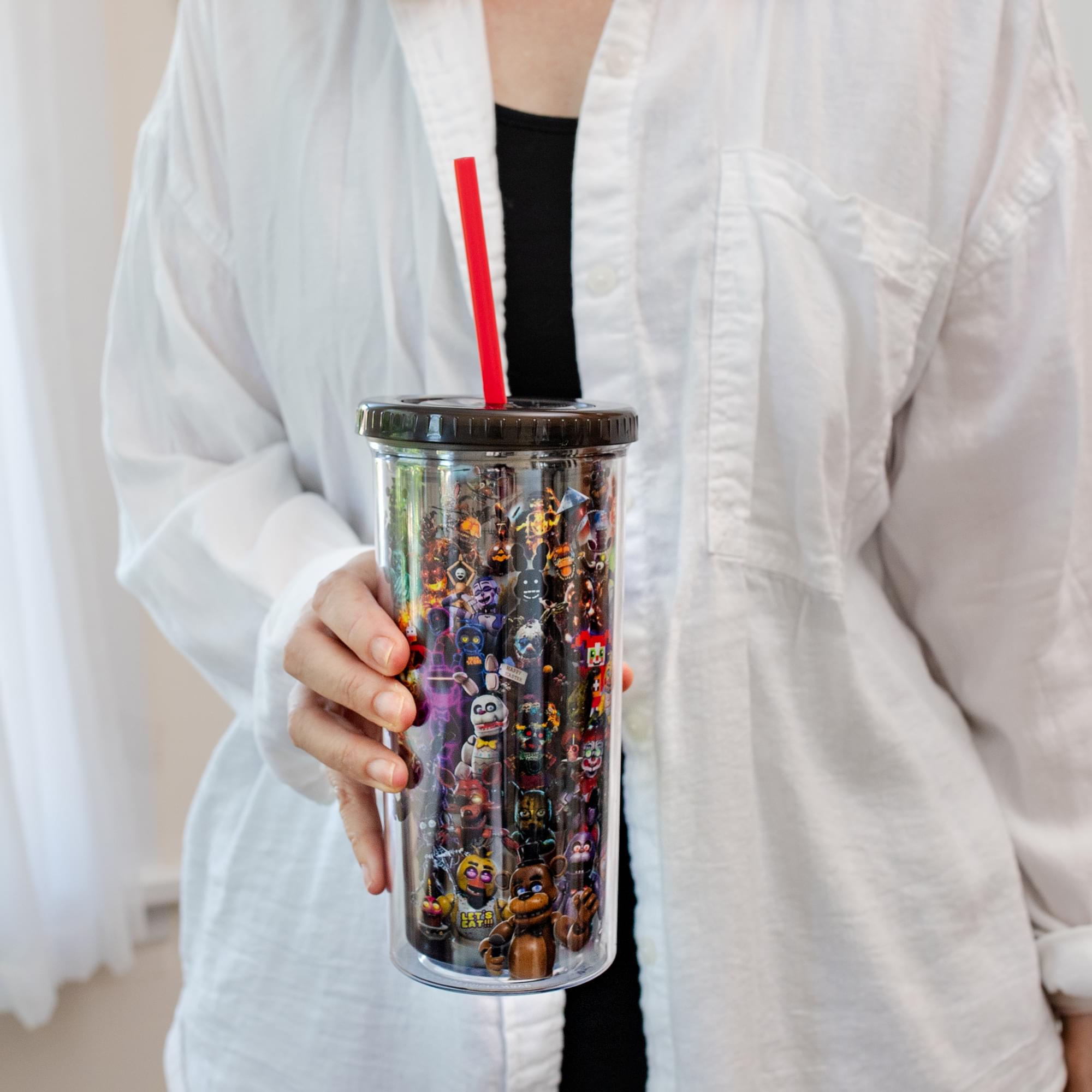 Five Nights At Freddy's Collage 20-Ounce Carnival Cup With Lid and Straw