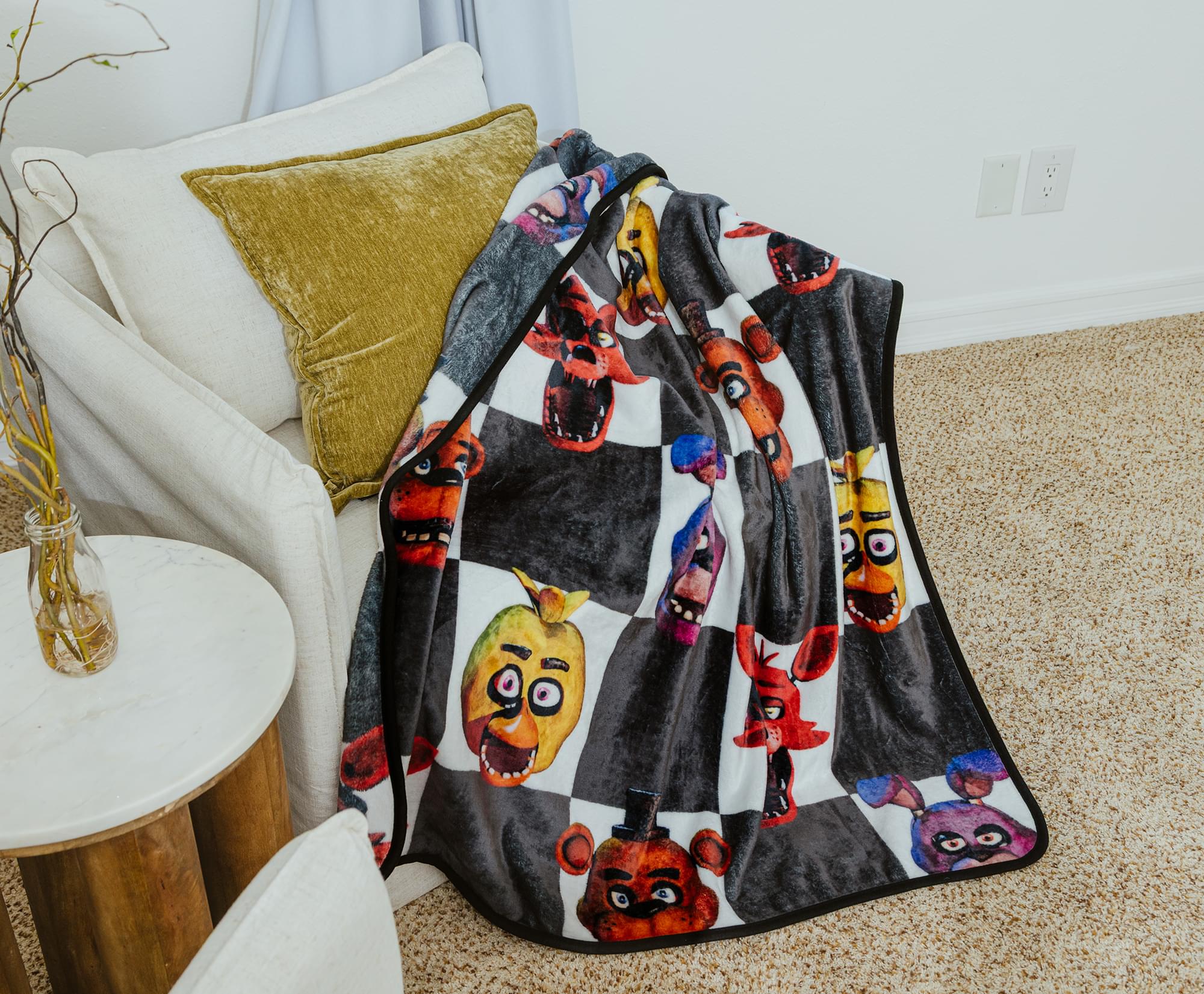 Five Nights At Freddy's Checkerboard Fleece Throw Blanket | 45 x 60 Inches