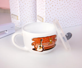 Friends Smelly Cat Central Perk Ceramic Soup Mug With Vented Lid | 24 Ounces