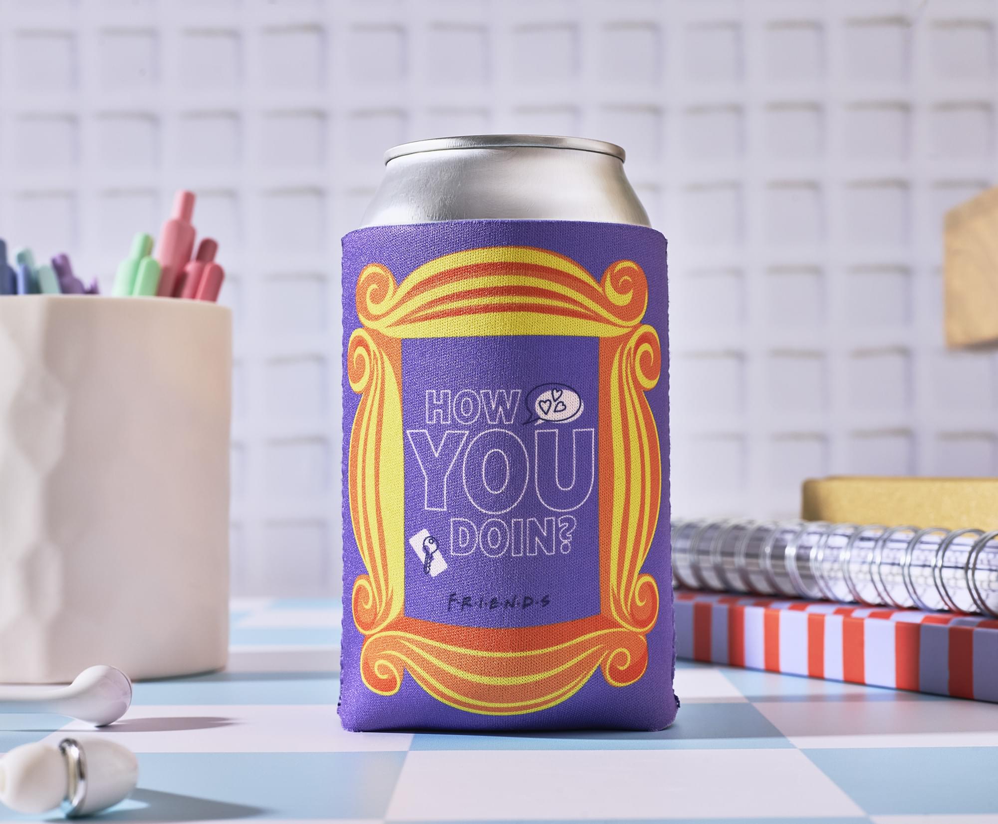 Friends "How You Doin" Peephole Frame Foam Can Hugger | Fits Most 12-Ounce Cans