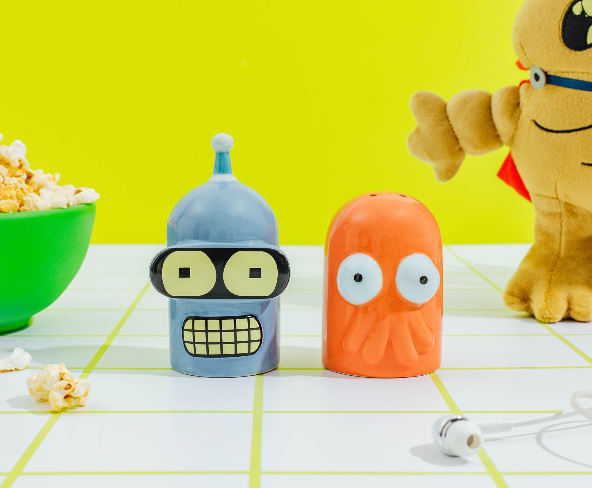 Futurama Bender and Zoidberg Ceramic Salt and Pepper Shaker Set