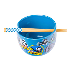 Felix the Cat the OG Felix Badges 20oz Ceramic Ramen Bowl with Chopsticks
