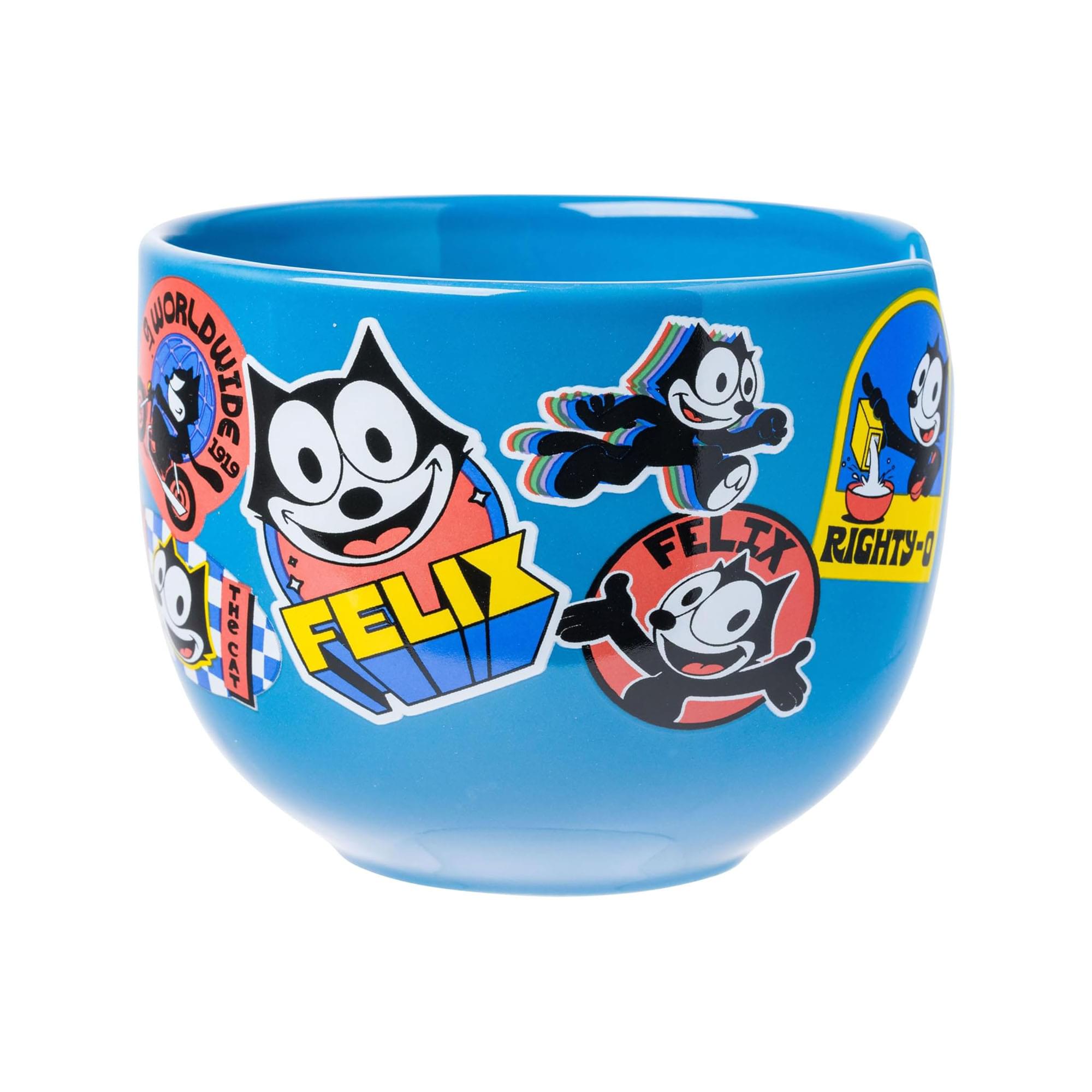 Felix the Cat the OG Felix Badges 20oz Ceramic Ramen Bowl with Chopsticks
