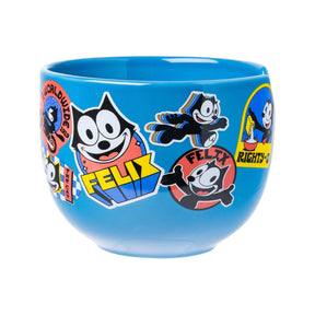 Felix the Cat the OG Felix Badges 20oz Ceramic Ramen Bowl with Chopsticks