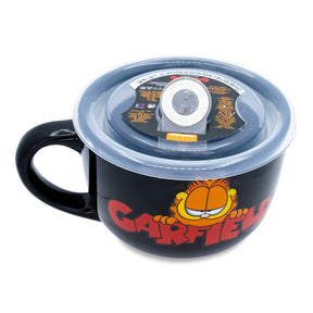 Garfield Ceramic Soup Mug With Vented Lid | Holds 24 Ounces